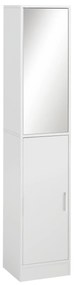 Kleankin Coluna Casa de Banho com Espelho Móvel Alto Casa de Banho com 2 Portas e Prateleiras Interiores Ajustáveis Multiúso para Cozinha Sala de Estar 32x28x162cm Branco