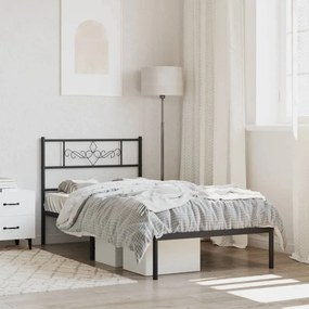 vidaXL Estrutura de cama com cabeceira 80x200 cm metal preto