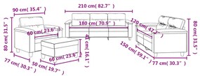 4 pcs conj. sofás c/ almofadões tecido microfibra cinza-escuro