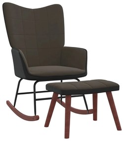 Cadeira de baloiço com banco PVC e veludo cinzento-escuro