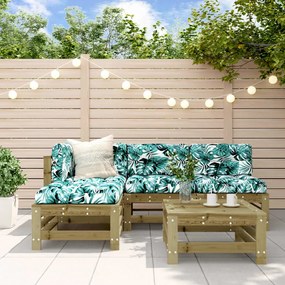 5 pcs conjunto lounge de jardim madeira de pinho impregnada
