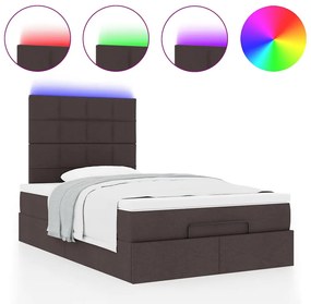 Estrutura cama otomana colchão 120x200cm tecido castanho escuro