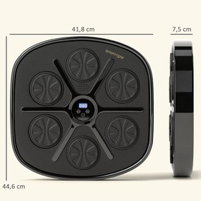 Máquina de Boxe Musical com 9 Modos de Velocidade Luvas e Conexão Bluetooth Luzes LED 41,8x44,6x7,5 cm Preto