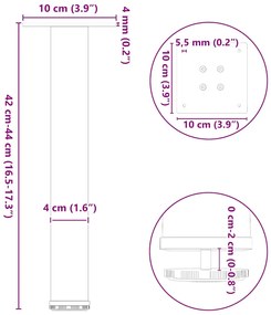 Pés para mesa de centro 4 peças, preto, 42-44 cm, aço