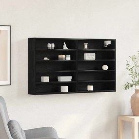 Armário Vitrine Preto Carvalho 100x15x58 cm Madeira Engenharia