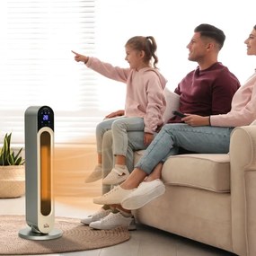 Aquecedor Cerâmico de Torre 1100/2200W com Controlo Remoto, Temporizad