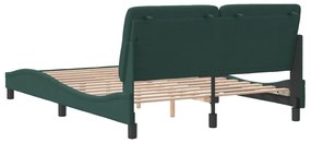 Estrutura de cama c/ cabeceira 140x190 cm veludo verde-escuro