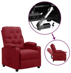 vidaXL Poltrona elevatória tecido vermelho tinto