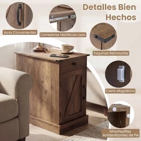 Conjunto de 2 mesas cabeçeira, mesas apoio 35 x 60 x 62 cm com estação de carregamento e armazenamento, gaveta, estante ajustável e bandeja removível,