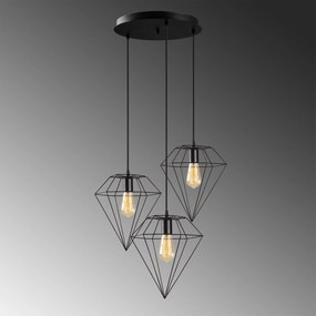 Candeeiro Suspenso Elmas – Preto – Diâmetro 50 cm, Altura 133 cm