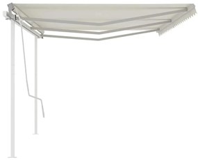 Toldo retrátil manual com postes 6x3 m cor creme