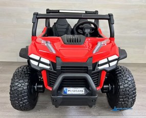 Buggy elétrico para crianças 2 lugares 1000R 4x4 24V, Rodas de borracha, Banco em pele sintética Vermelho