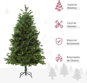 HOMCOM Árvore Artificial de Natal com Base Dobrável 696 Galhos PE Trid