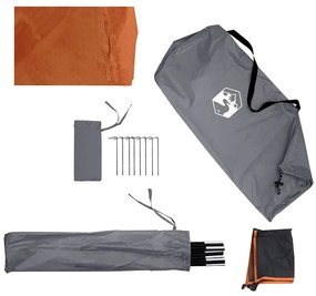 Corta-vento de campismo 508x130 cm impermeável cinza/laranja