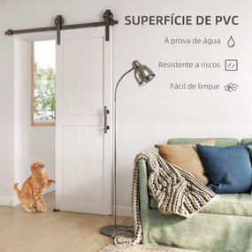 Porta de Correr Celeiro com Ferragens Porta Corredera de Interior com Puxador Rolo e Guia de Chão 71,5x213,4 cm Branco