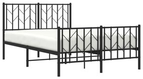 Estrutura de cama com cabeceira e pés 120x200 cm metal preto