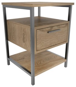 Mesa de Cabeceira Alba - Preto Carvalho - 45x45x61,8 cm
