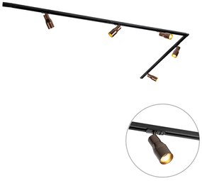 Sistema de iluminação de trilho moderno com 5 focos bronze escuro 1-fase - Iconic Kohua
