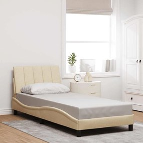 Estrutura de cama sem colchão 90x190 cm tecido creme