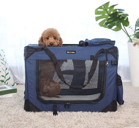 Transportadora dobrável para cães, caixa de transporte para cães 60 x 42 x 42 cm azul escuro