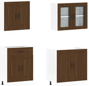 4 peças armário de cozinha conjunto Kalmar carvalho castanho