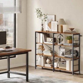 Estante com 4 prateleiras e aglomerado de madeira e aço 30 x 120 x 109,4 cm castanho vintage + preto
