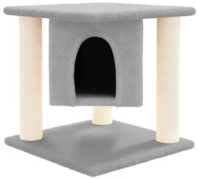 Árvore p/ gatos c/ postes arranhadores sisal 37 cm cinza-claro