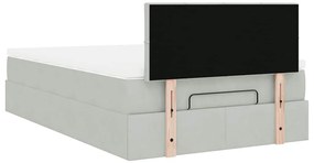 Cama otomana com colchão cinza claro 120x190 cm Veludo