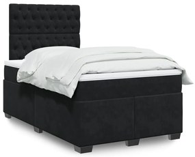 Cama boxspring com colchão 120x200 cm veludo preto