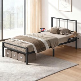 Estrutura de cama individual, para colchão de 90 x 190 cm (COLCHÃO NÃO INCLUIDO), estrutura metálica preta