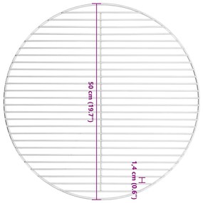 Grelha para churrasco redonda Ø50 cm aço inoxidável 304