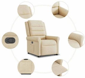 Poltrona reclinável elevatória tecido cor creme