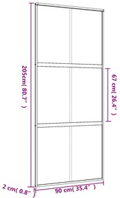 Porta deslizante 90x205 cm vidro ESG/alumínio dourado