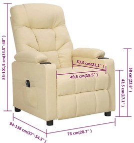 Poltrona reclinável elétrica tecido cor creme