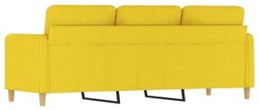Sofá de 3 Lugares Chloé - Em Tecido - Cor Amarelo - 198x77x80 cm - Com
