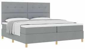 Cama Box Spring com Colchão Cinza Claro 200x200 cm Tecido