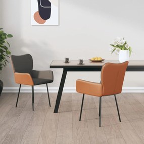 Cadeiras de jantar 2 pcs tecido/couro artificial cinzento-claro