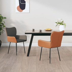 vidaXL Cadeiras de jantar 2 pcs tecido/couro artificial cinzento-claro