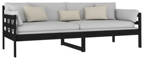 Sofá-cama 80x200 cm madeira de pinho maciça preto