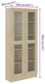 Armário vitrine derivados de madeira carvalho sonoma