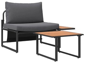 Conjunto de Sofá de Jardim em 2 Peças com Assentos em Antracite