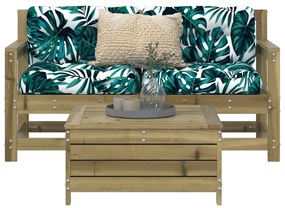 3 pcs conjunto de sofás para jardim madeira de pinho impregnada