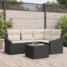 Conjunto de Jantar de Jardim com 4 Peças e Almofadas em Vime Marron
