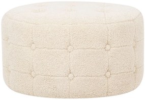 Pufe cilíndrico em bouclé creme ⌀ 55 cm TAMPA Beliani