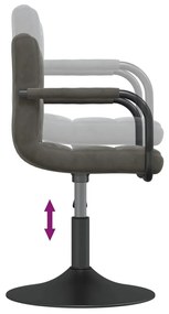 Cadeiras de jantar giratórias 6 pcs veludo cinzento-escuro