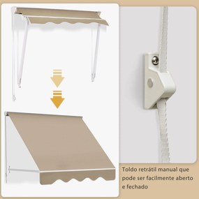 Toldo Manual Retrátil de Alumínio para Fachada – 180x70 cm, Ângulo Aju