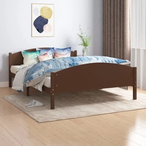 vidaXL Estrutura de cama 160x200 cm pinho maciço castanho-escuro