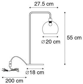 Candeeiro de mesa moderno preto com cúpula fumê - Maly Moderno