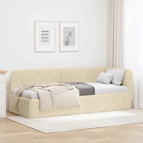 vidaXL Estrutura de Cama de Canto Creme 80 x 200 cm tecido