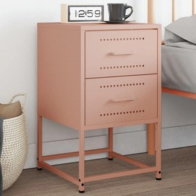 vidaXL Mesa de cabeceira 36x39x60,5 cm aço rosa